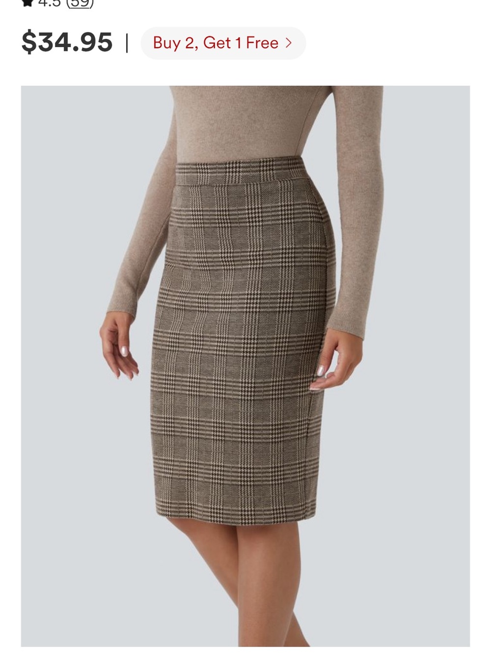 Halara NWT Small Brown Pencil Skirt, Houndstooth Pattern